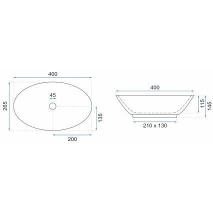 REA-U5804 - Ráépíthető mosdó PAMELA MINI 26,5x40 cm kerámia/fényes fehér