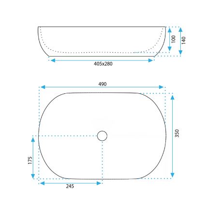 REA-U6022 - Ráültethető mosdó LISA 35x49 cm kerámia/fényes fehér