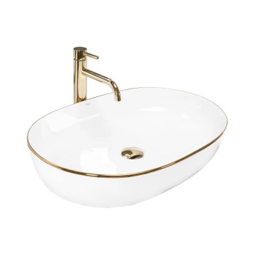 REA-U6211 - Ráépített mosdó CLEO 41x60,5 cm kerámia/fehér/arany