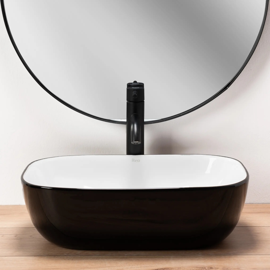 REA-U6332 - BELINDA ráépíthető mosdó 33x46,5 cm kerámia/fekete/fehér