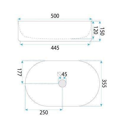 REA-U6366 - Ráépíthető mosdó OKTAWIA 35,5x50 cm kerámia/fehér