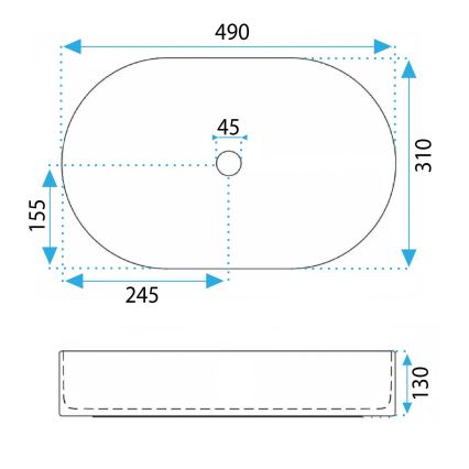 REA-U6376 - VANDA ráépíthető mosdó 31x49 cm, kerámia, matt rózsaszín