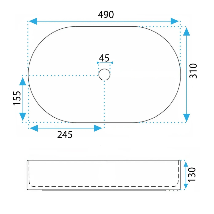 REA-U6376 - VANDA ráépíthető mosdó 31x49 cm, kerámia, matt rózsaszín