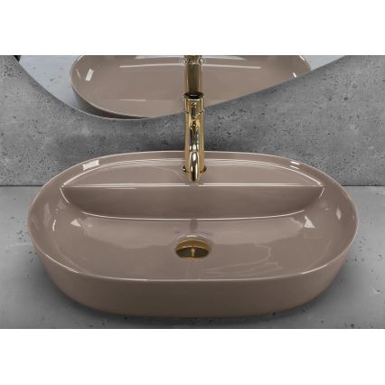 REA-U6381 - Ráültethető mosdó AURA 41x61 cm kerámia/fényes barna