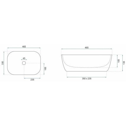 REA-U6384 - BELINDA pultmosdó 33x46,5 cm kerámia/fekete/barna