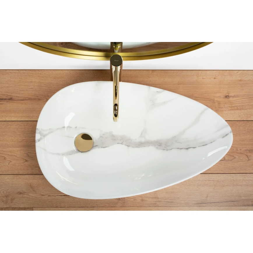 REA-U6501 - GRETA pultra szerelhető mosdó 40x65,5 cm kerámia/kőhatású