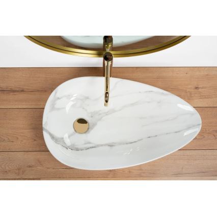 REA-U6501 - GRETA pultra szerelhető mosdó 40x65,5 cm kerámia/kőhatású