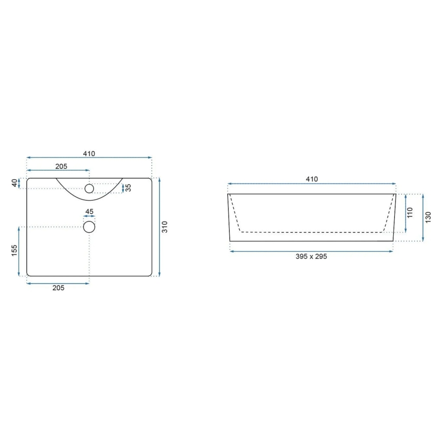 REA-U6504 - KELLY MINI pultba helyezhető mosdó 31x41 cm, kerámia/kőhatású