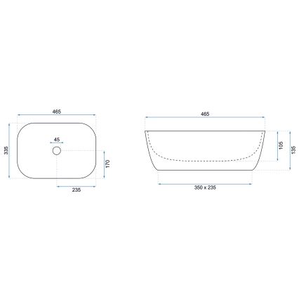 REA-U6521 - Ráépíthető mosdó BELINDA 33,5x46,5 cm kerámia/fényes fehér