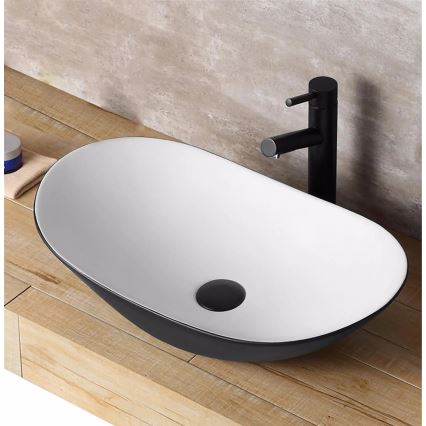 REA-U6600 - ROYAL ráültethető mosdó 36x62,5 cm kerámia/fehér/fekete