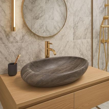 REA-U6649 - Ráépíthető ROXY mosdó 31x49 cm, kerámia/kőhatású