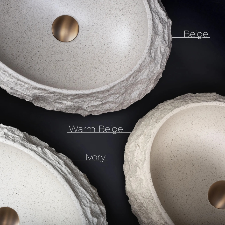 REA-U7347 - Ráépített mosdó MIKA 38x50 cm bézs/kőhatású