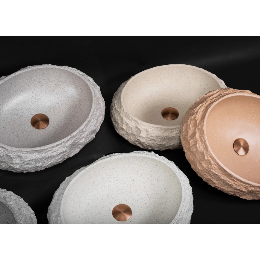 REA-U7347 - Ráépített mosdó MIKA 38x50 cm bézs/kőhatású