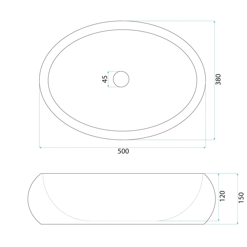 REA-U7347 - Ráépített mosdó MIKA 38x50 cm bézs/kőhatású