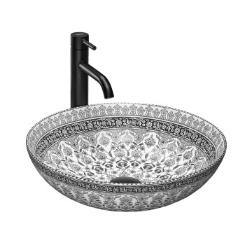 REA-U8002 - ARTE 40 cm pult fölé helyezhető mosdó, kerámia/fehér/fekete