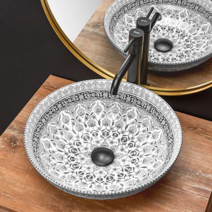REA-U8002 - ARTE 40 cm pult fölé helyezhető mosdó, kerámia/fehér/fekete