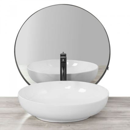 REA-U8198 - Ráépíthető mosdó CAROLA SLIM 39x51,5 cm kerámia/fényes fehér