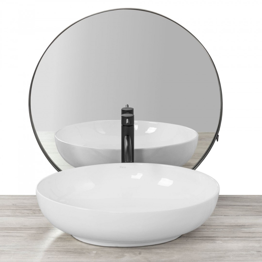 REA-U8198 - Ráépíthető mosdó CAROLA SLIM 39x51,5 cm kerámia/fényes fehér