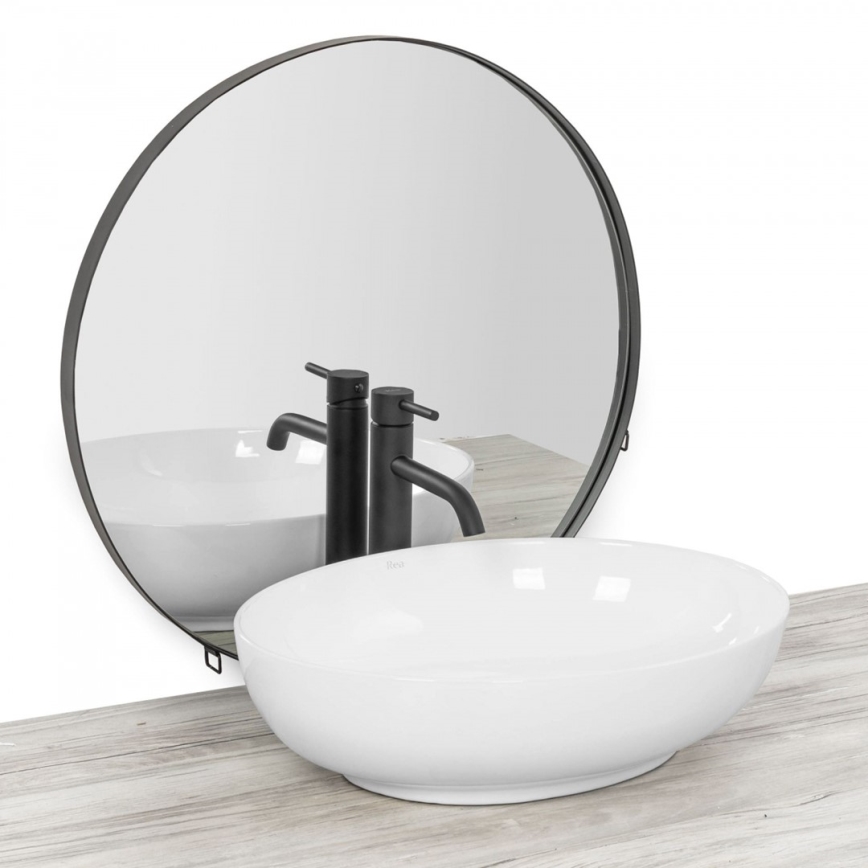 REA-U8198 - Ráépíthető mosdó CAROLA SLIM 39x51,5 cm kerámia/fényes fehér