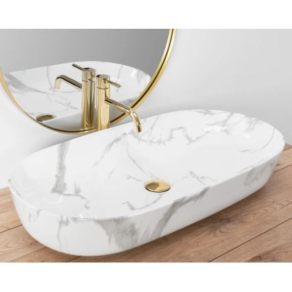 REA-U8403 - CLEO ráépíthető mosdó 41x81 cm kerámia/márvány dekor