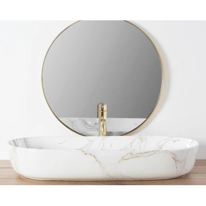 REA-U8404 - Munkalapra helyezhető mosdó CLEO 41x81 cm kerámia/fehér/márványmintás