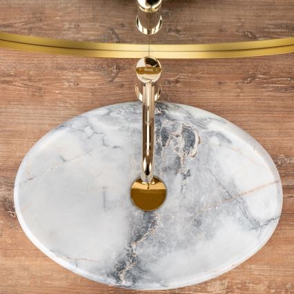 REA-U8567 - LINDA pultba építhető mosdó 34x48,5 cm, kerámia/márvány dekor