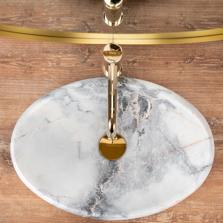 REA-U8567 - LINDA pultba építhető mosdó 34x48,5 cm, kerámia/márvány dekor