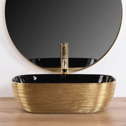 REA-U8780 - Ráépíthető mosdó BELINDA 33x46,5 cm kerámia/fekete/arany