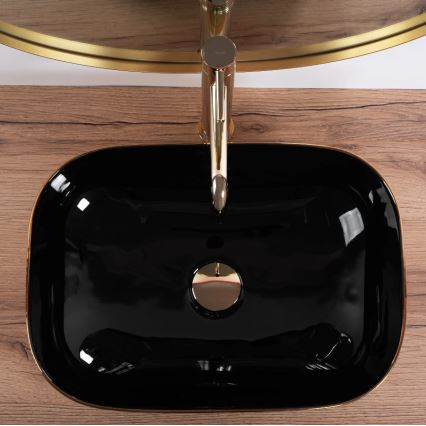 REA-U8780 - Ráépíthető mosdó BELINDA 33x46,5 cm kerámia/fekete/arany