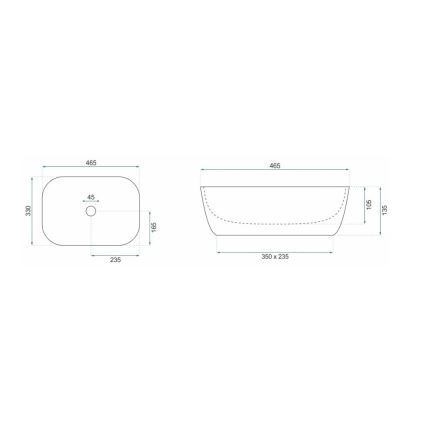 REA-U8780 - Ráépíthető mosdó BELINDA 33x46,5 cm kerámia/fekete/arany