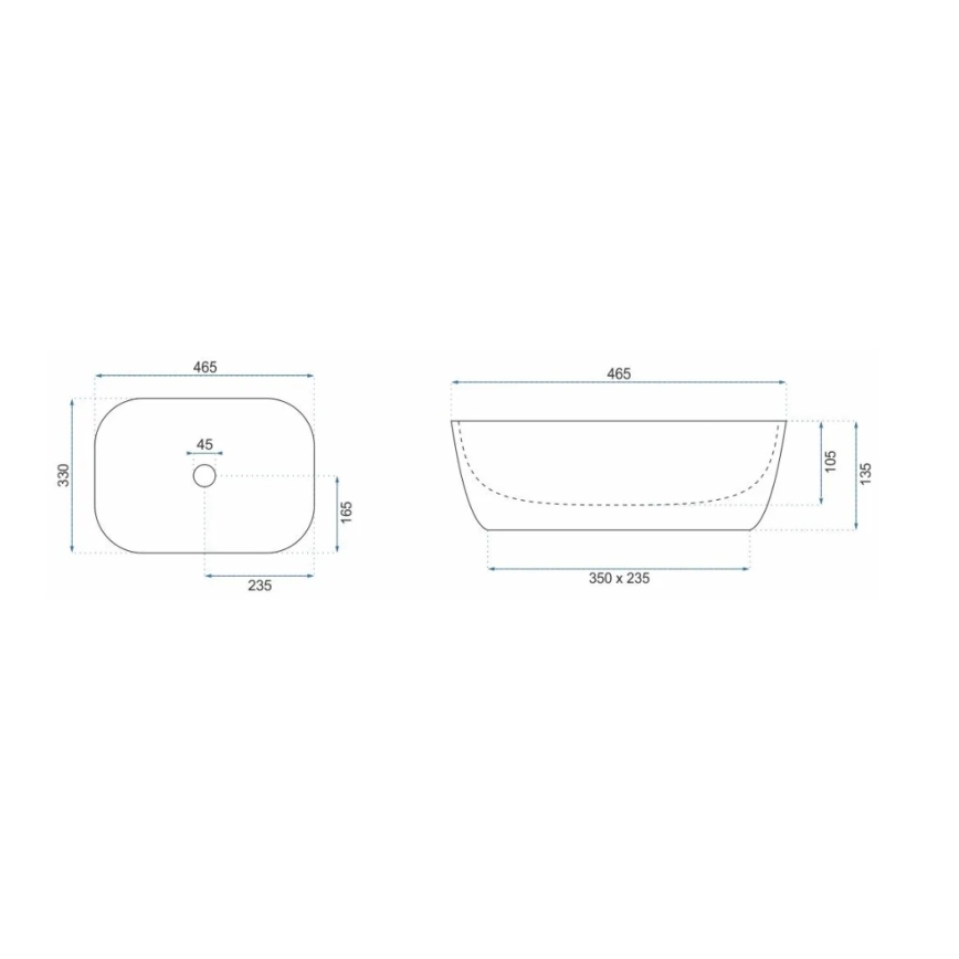 REA-U8780 - Ráépíthető mosdó BELINDA 33x46,5 cm kerámia/fekete/arany