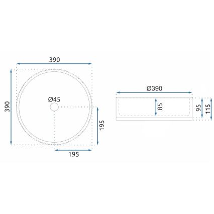 REA-U8880 - Pult fölé szerelhető mosdó CRISTAL, átmérő 39 cm, üveg/füstszürke