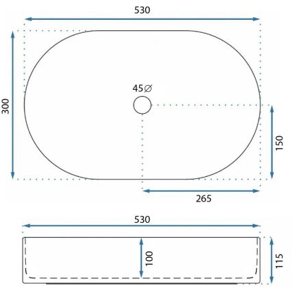 REA-U9108 - LAYLA 30x53 cm ráültethető mosdó, kerámia / fényes fehér