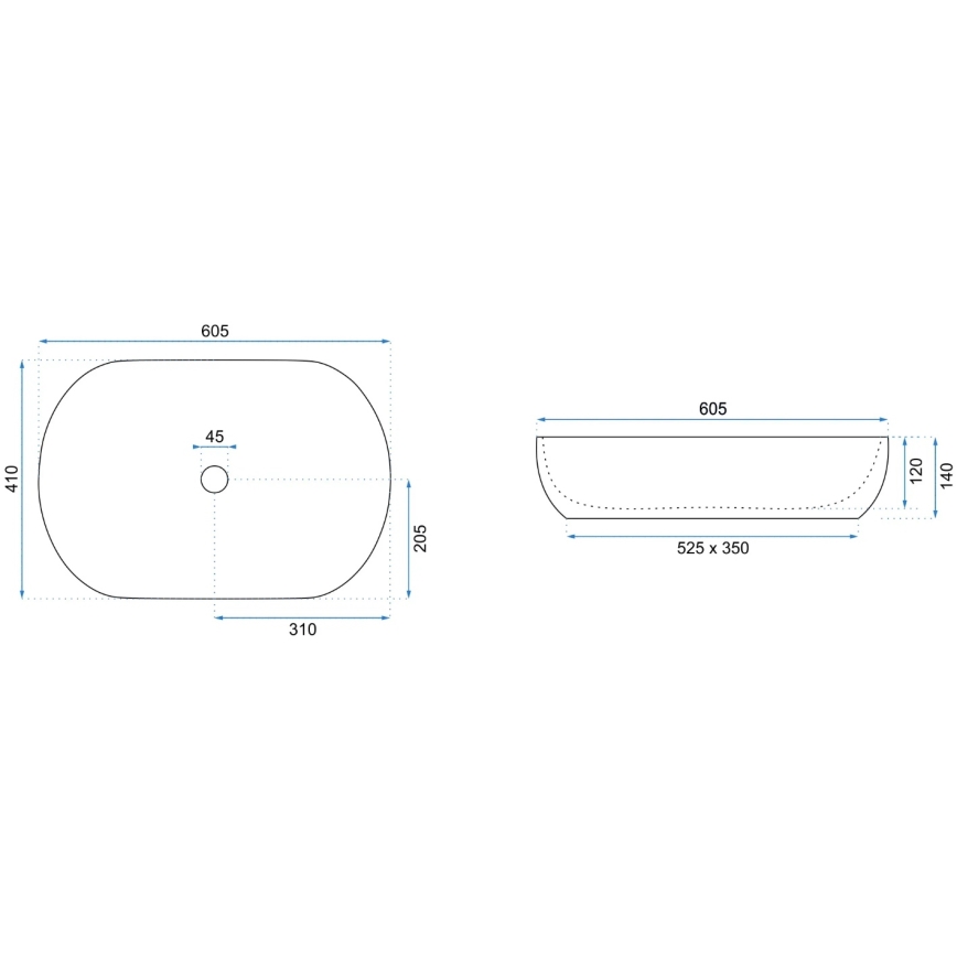 REA-U9656 - Pult fölé helyezhető CLEO mosdó 41x60,5 cm, kerámia/márvány dekor