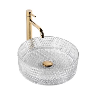 REA-U9670 - CRISTAL ráépíthető mosdó, átmérő 35,5 cm, átlátszó üveg