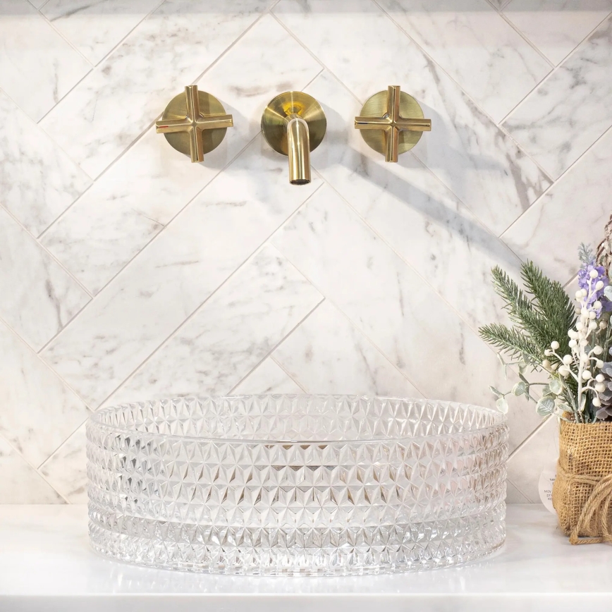 REA-U9670 - CRISTAL ráépíthető mosdó, átmérő 35,5 cm, átlátszó üveg