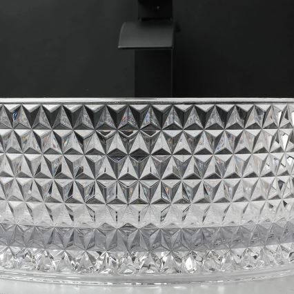 REA-U9670 - CRISTAL ráépíthető mosdó, átmérő 35,5 cm, átlátszó üveg