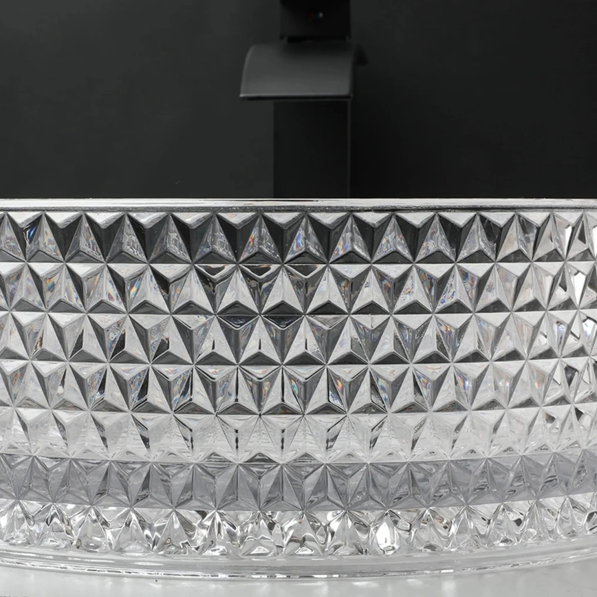 REA-U9670 - CRISTAL ráépíthető mosdó, átmérő 35,5 cm, átlátszó üveg