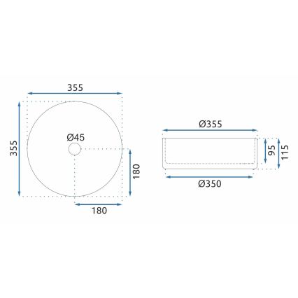 REA-U9670 - CRISTAL ráépíthető mosdó, átmérő 35,5 cm, átlátszó üveg
