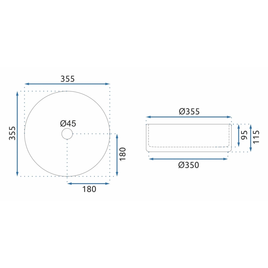 REA-U9670 - CRISTAL ráépíthető mosdó, átmérő 35,5 cm, átlátszó üveg