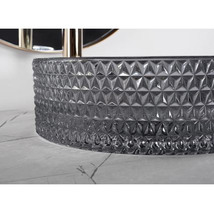 REA-U9671 - CRISTAL ráépíthető mosdó Ø 35,5 cm üveg/füstszürke
