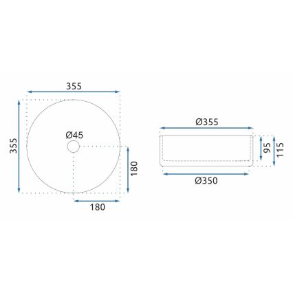 REA-U9671 - CRISTAL ráépíthető mosdó Ø 35,5 cm üveg/füstszürke