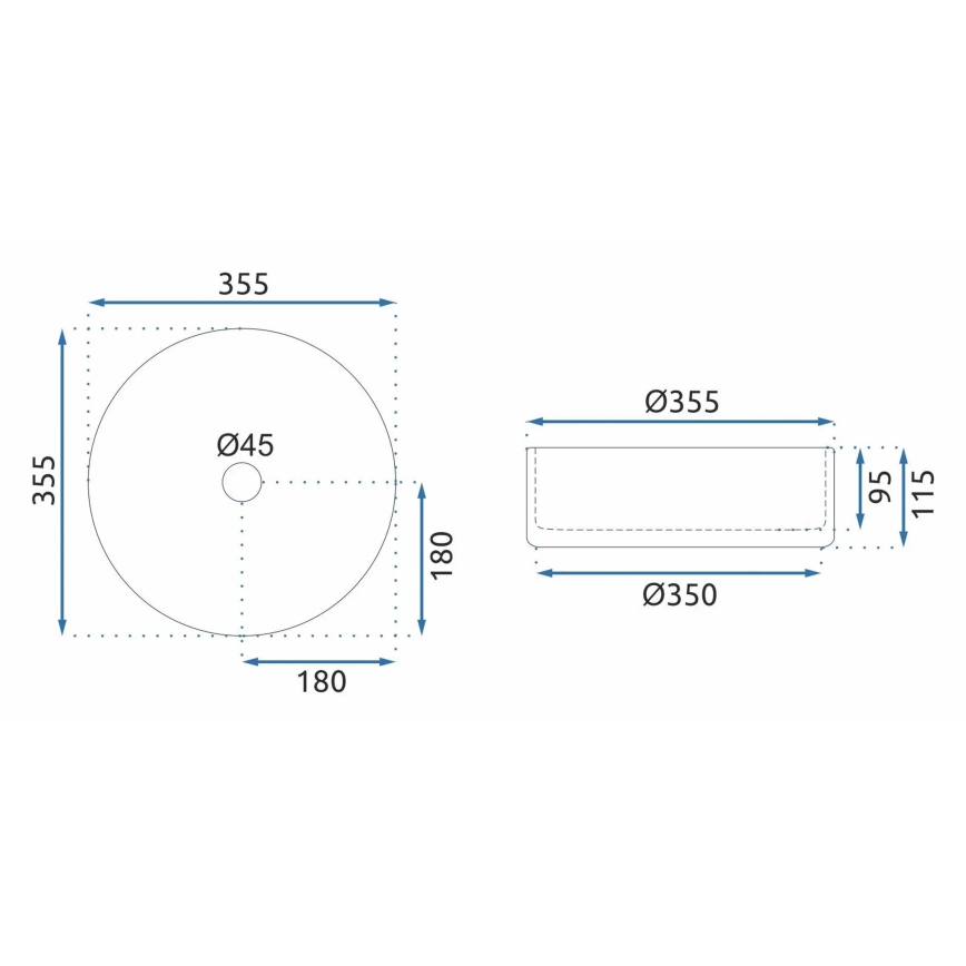 REA-U9671 - CRISTAL ráépíthető mosdó Ø 35,5 cm üveg/füstszürke