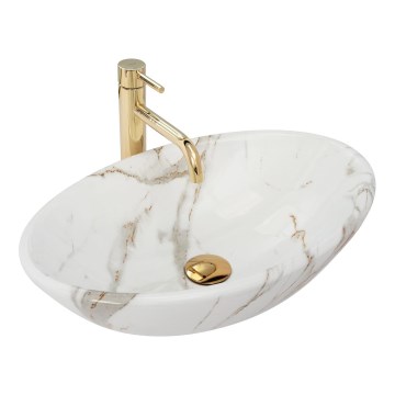 REA-U9685 - Ráépíthető mosdó PAMELA 33x53 cm, kerámia/márvány dekor