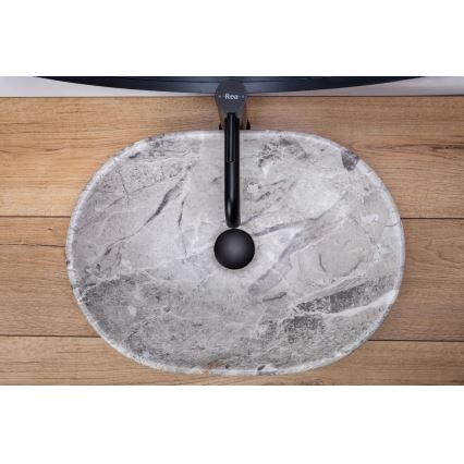 REA-U9888  - LARA ráépíthető mosdó 35x48,5 cm, kerámia/kőhatású