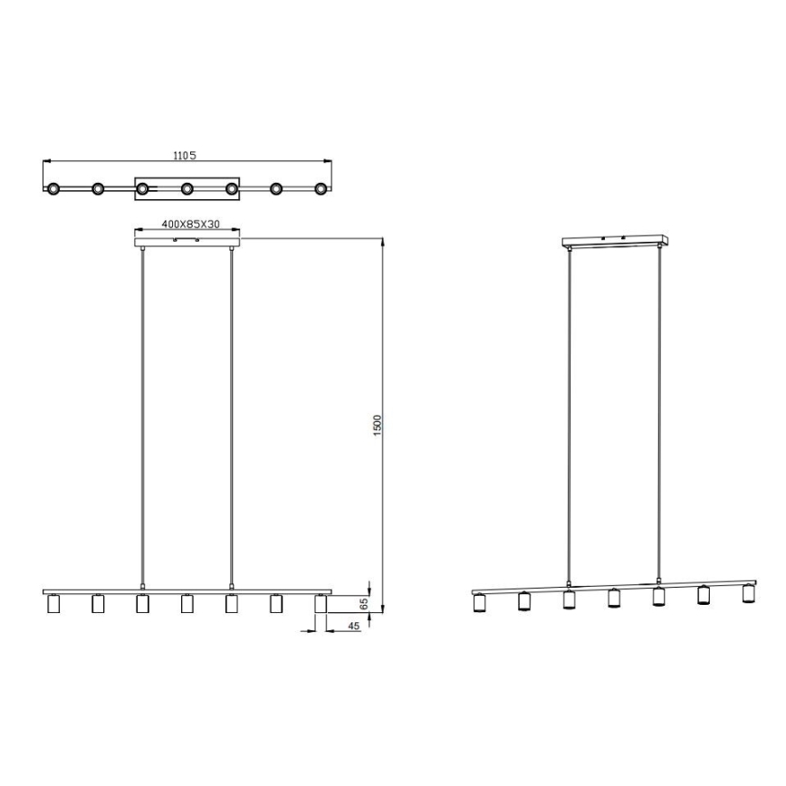 Reality - Csillár zsinóron VANNES 7xE27/40W/230V