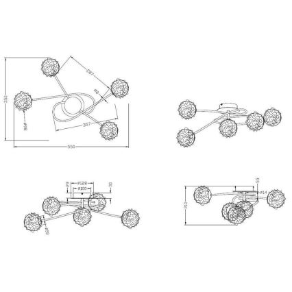 Reality - Felületre szerelhető csillár WIRE 5xG9/28W/230V