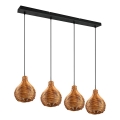 Reality - Kábelen függő csillár SPROUT 3xE14/40W/230V barna/rattan