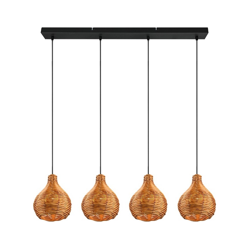 Reality - Kábelen függő csillár SPROUT 3xE14/40W/230V barna/rattan