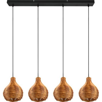 Reality - Kábelen függő csillár SPROUT 3xE14/40W/230V barna/rattan